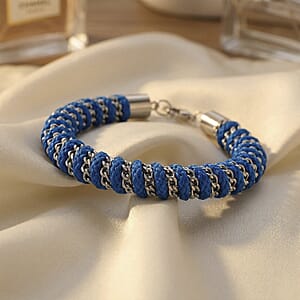 Blue Color Cord Bracelet in Stainless Steel (8-10In)