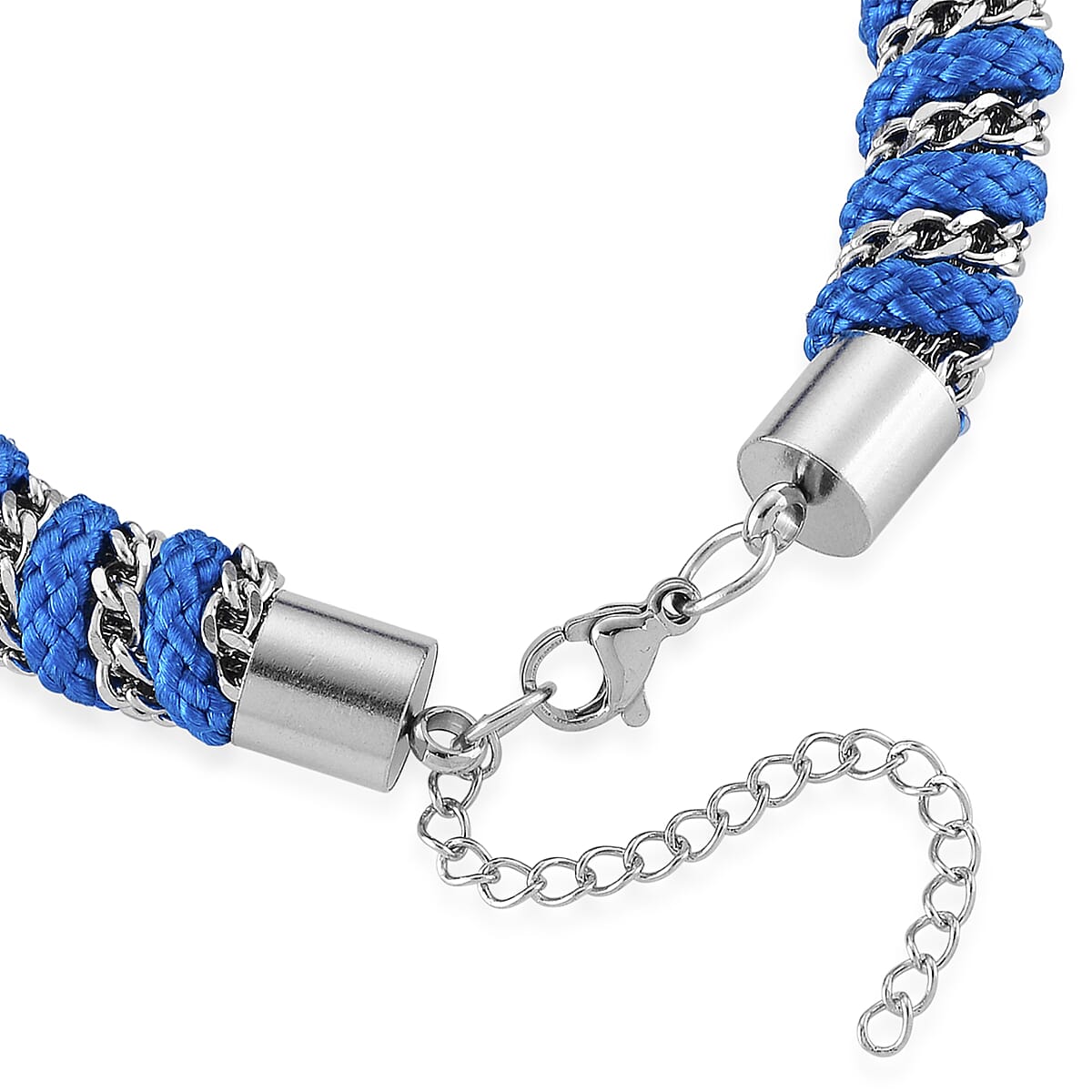 Blue Color Cord Bracelet in Stainless Steel (8-10In) image number 4