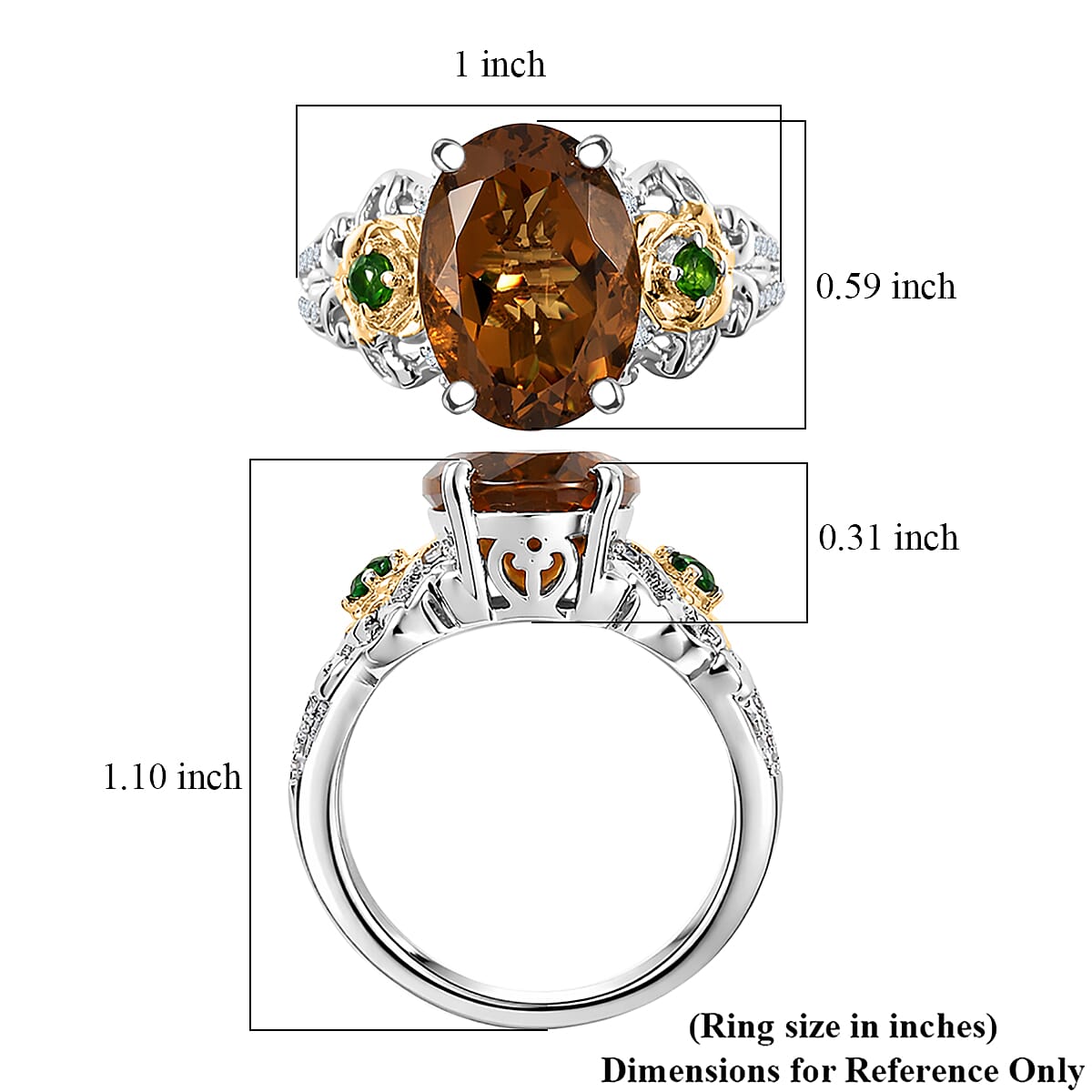 EverTrue Autumn Alexite and Multi Gemstone 5.90 ctw Harvest Bloom Ring in 18K YG Plated and Platinum Bond (Size 10.0) image number 5