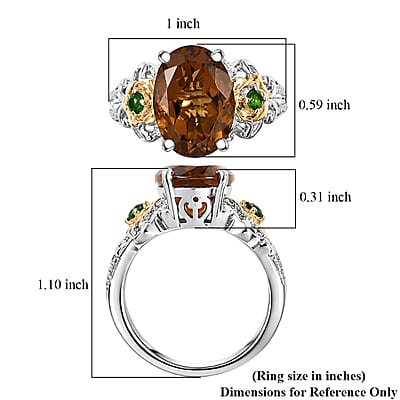EverTrue Autumn Alexite and Multi Gemstone 5.90 ctw Harvest Bloom Ring in 18K YG Plated and Platinum Bond (Size 7.0)