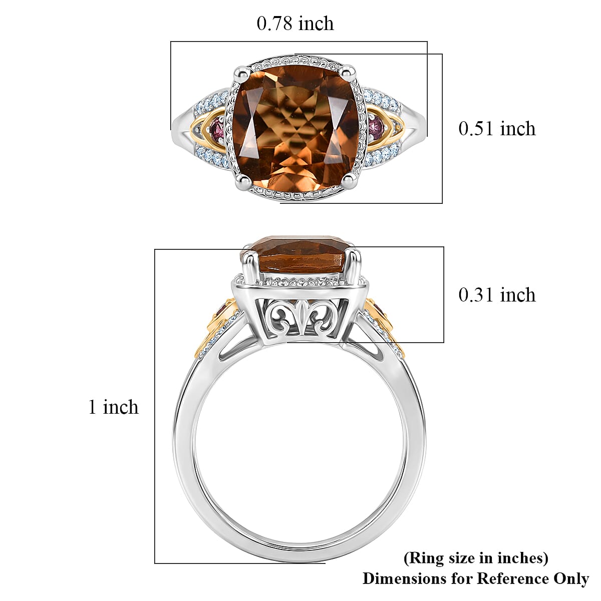 EverTrue Autumn Alexite and Multi Gemstone 4.40 ctw Wings of Fire Ring in 18K YG Plated and Platinum Bond (Size 10.0) image number 5