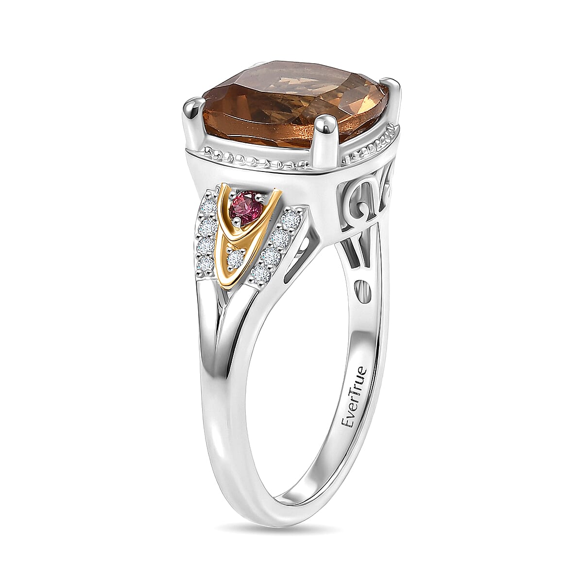 EverTrue Autumn Alexite and Multi Gemstone 4.40 ctw Wings of Fire Ring in 18K YG Plated and Platinum Bond (Size 6.0) (Del. in 10-12 Days) image number 3