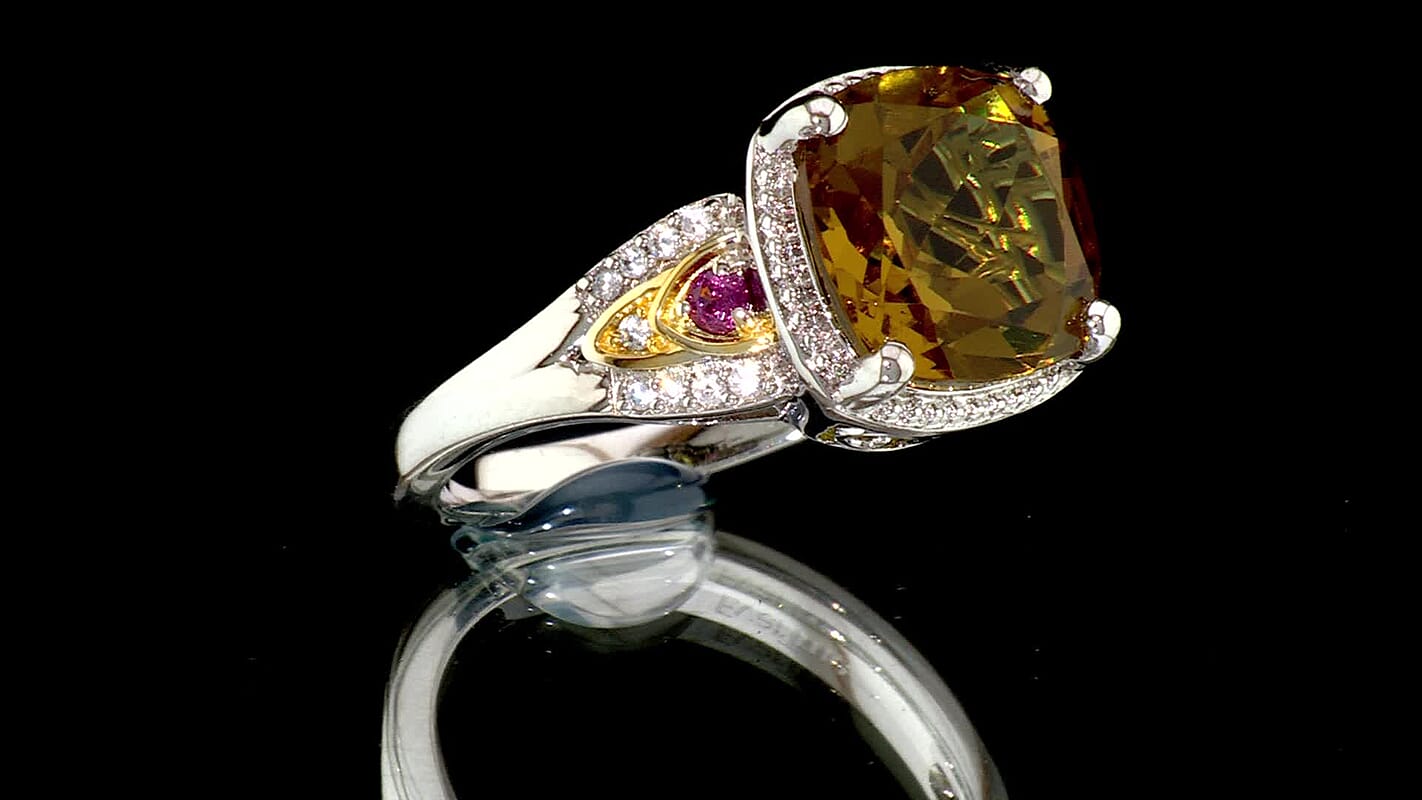EverTrue Autumn Alexite, Multi Gemstone Ring in 18K YG Plated and Platinum Bond (Size 10.0) 4.40 ctw
