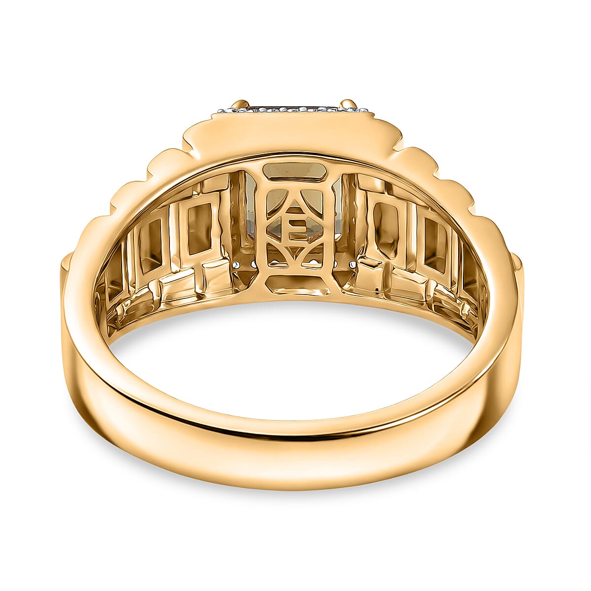 EverTrue Autumn Alexite and White Zircon 2.65 ctw Men's Ring in 18K YG Plated (Size 10.0)