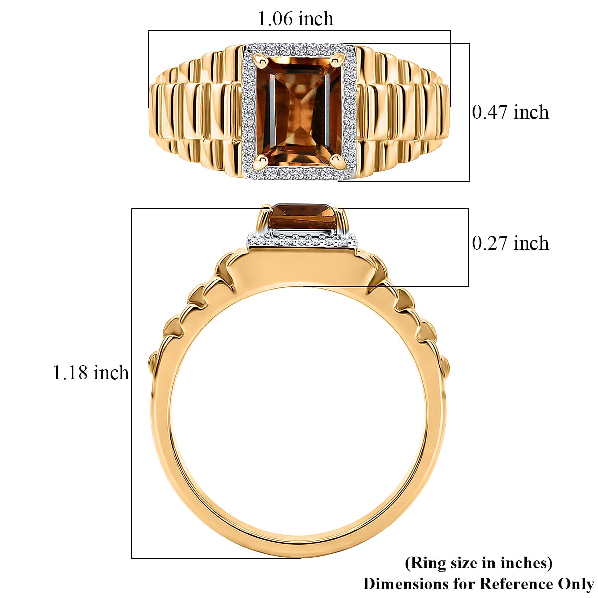 EverTrue Autumn Alexite and White Zircon 2.65 ctw Men's Ring in 18K YG Plated (Size 10.0)