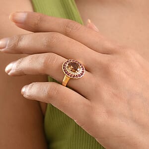 EverTrue Autumn Alexite and Multi Gemstone 3.80 ctw Fallfire Bloom Ring in 18K YG Plated (Size 10.0)