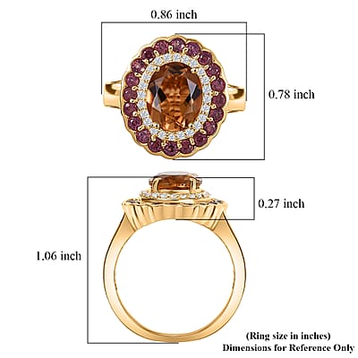 EverTrue Autumn Alexite and Multi Gemstone 3.80 ctw Fallfire Bloom Ring in 18K YG Plated (Size 11.0)