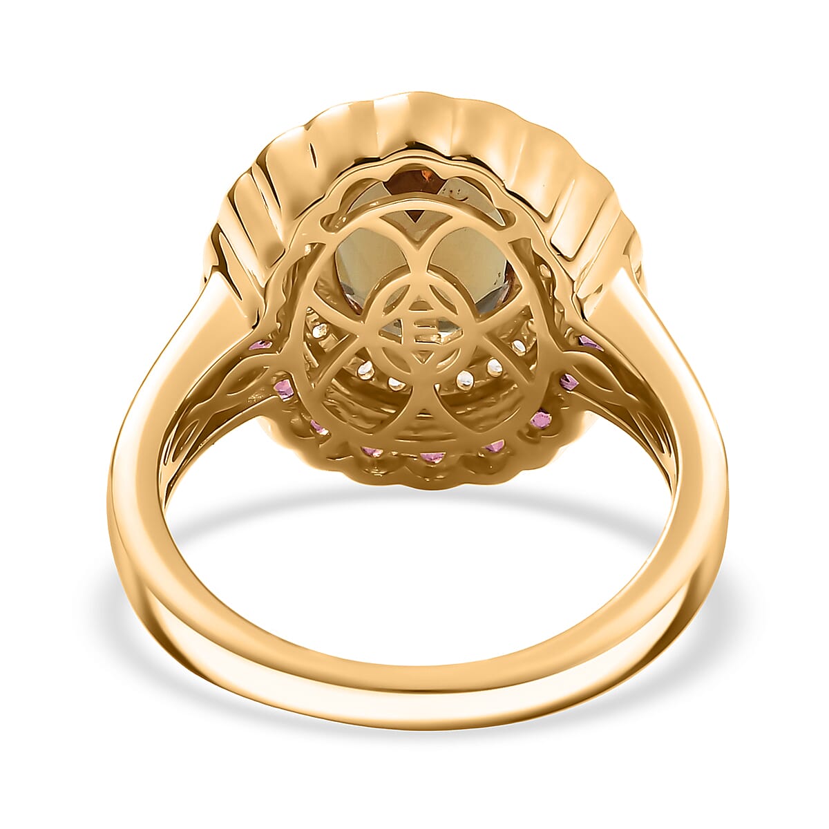 EverTrue Autumn Alexite and Multi Gemstone 3.80 ctw Fallfire Bloom Ring in 18K YG Plated (Size 5.0) (Del. in 10-12 Days) image number 4