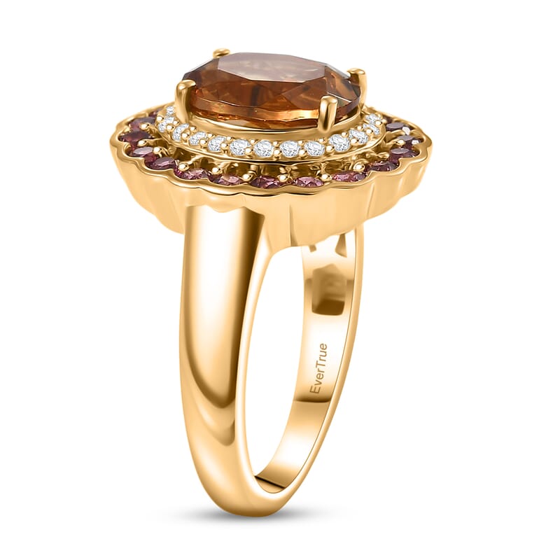 EverTrue Autumn Alexite and Multi Gemstone 3.80 ctw Fallfire Bloom Ring in 18K YG Plated (Size 6.0)