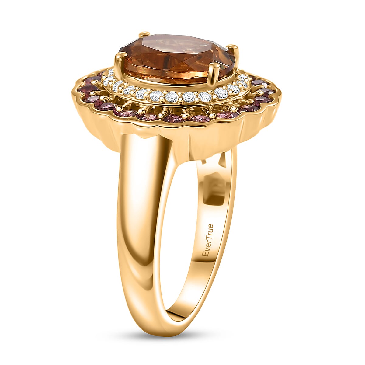 EverTrue Autumn Alexite and Multi Gemstone 3.80 ctw Fallfire Bloom Ring in 18K YG Plated (Size 7.0) (Del. in 10-12 Days) image number 3