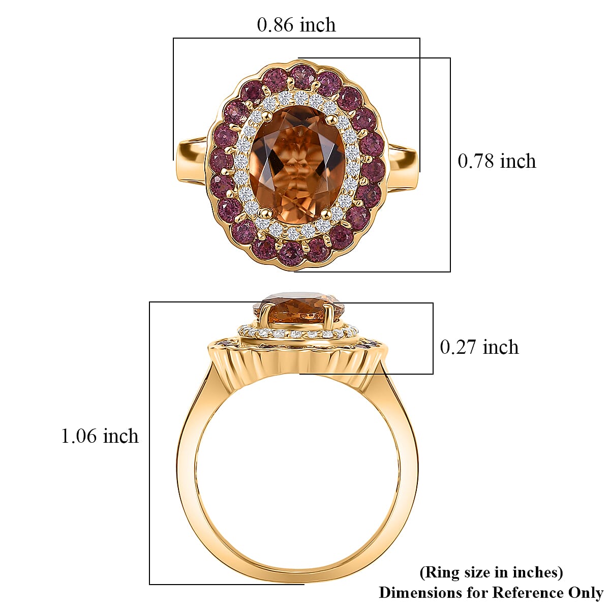 EverTrue Autumn Alexite and Multi Gemstone 3.80 ctw Fallfire Bloom Ring in 18K YG Plated (Size 7.0) (Del. in 10-12 Days) image number 5