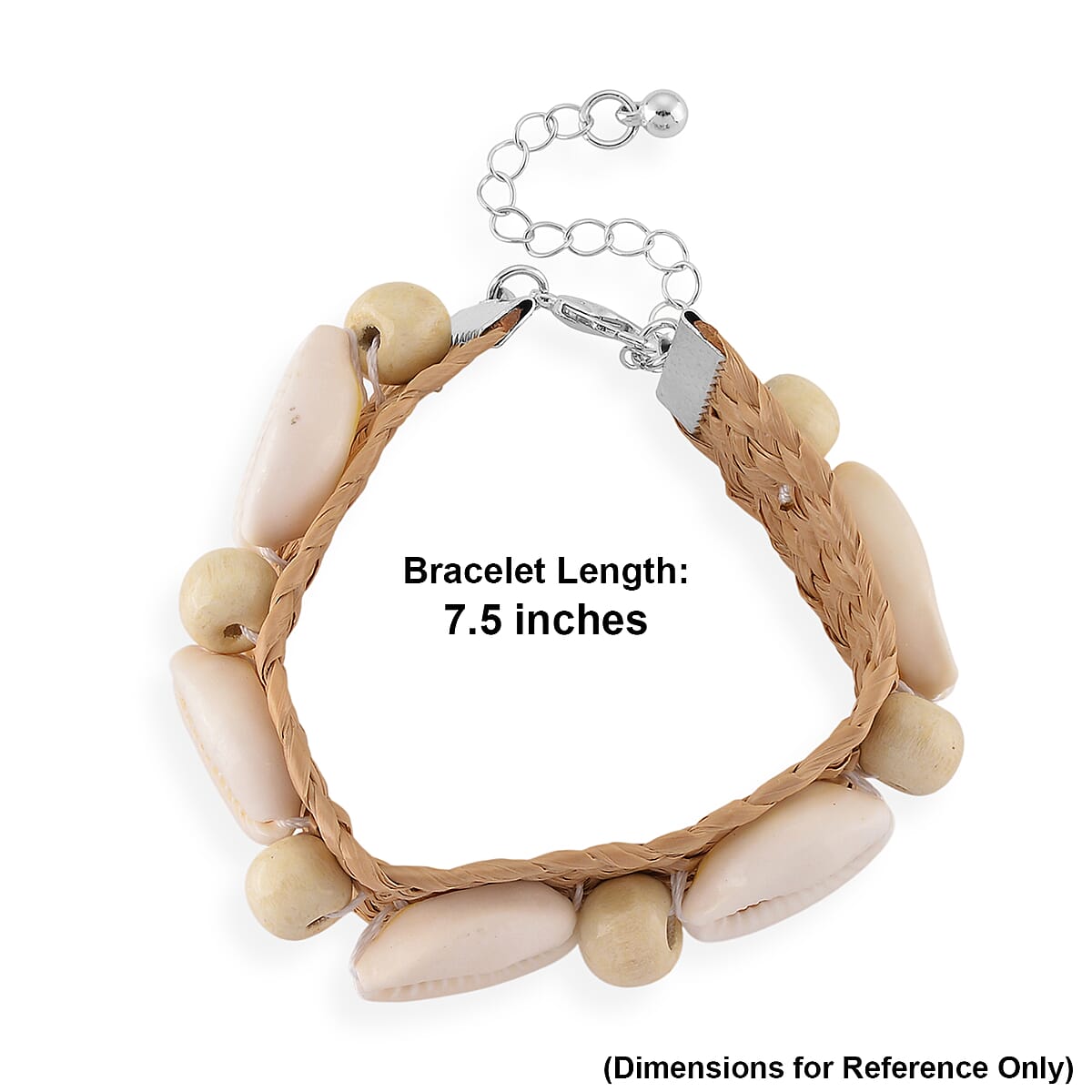 White Shell Pearl, Wooden Rattan Bracelet (7.50 In) image number 5