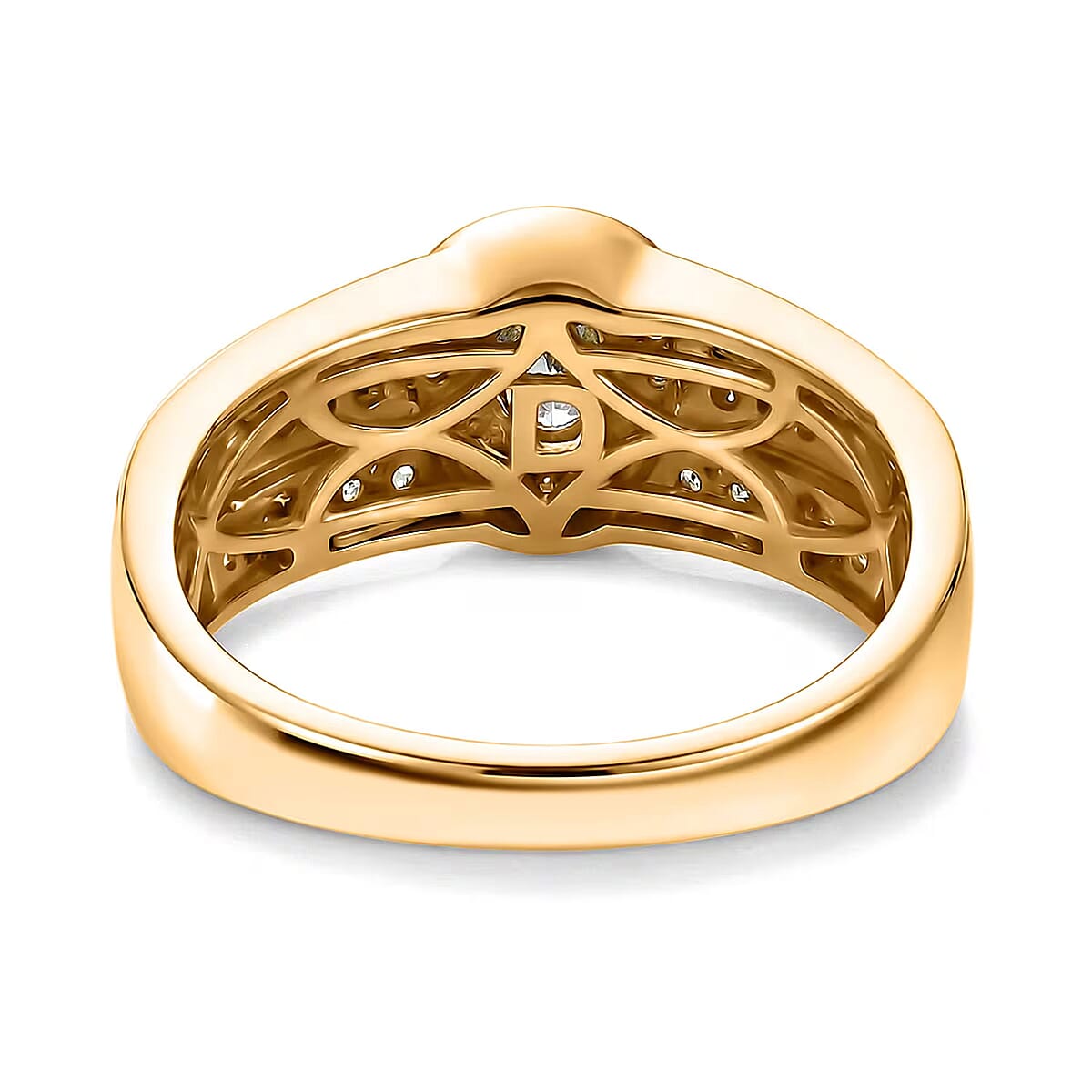 D'Joy Premium Tanzanian Mint Garnet and Moissanite 1.20 ctw Men's Ring in 18K Vermeil Yellow Gold Over Sterling Silver (Size 10.0) image number 6