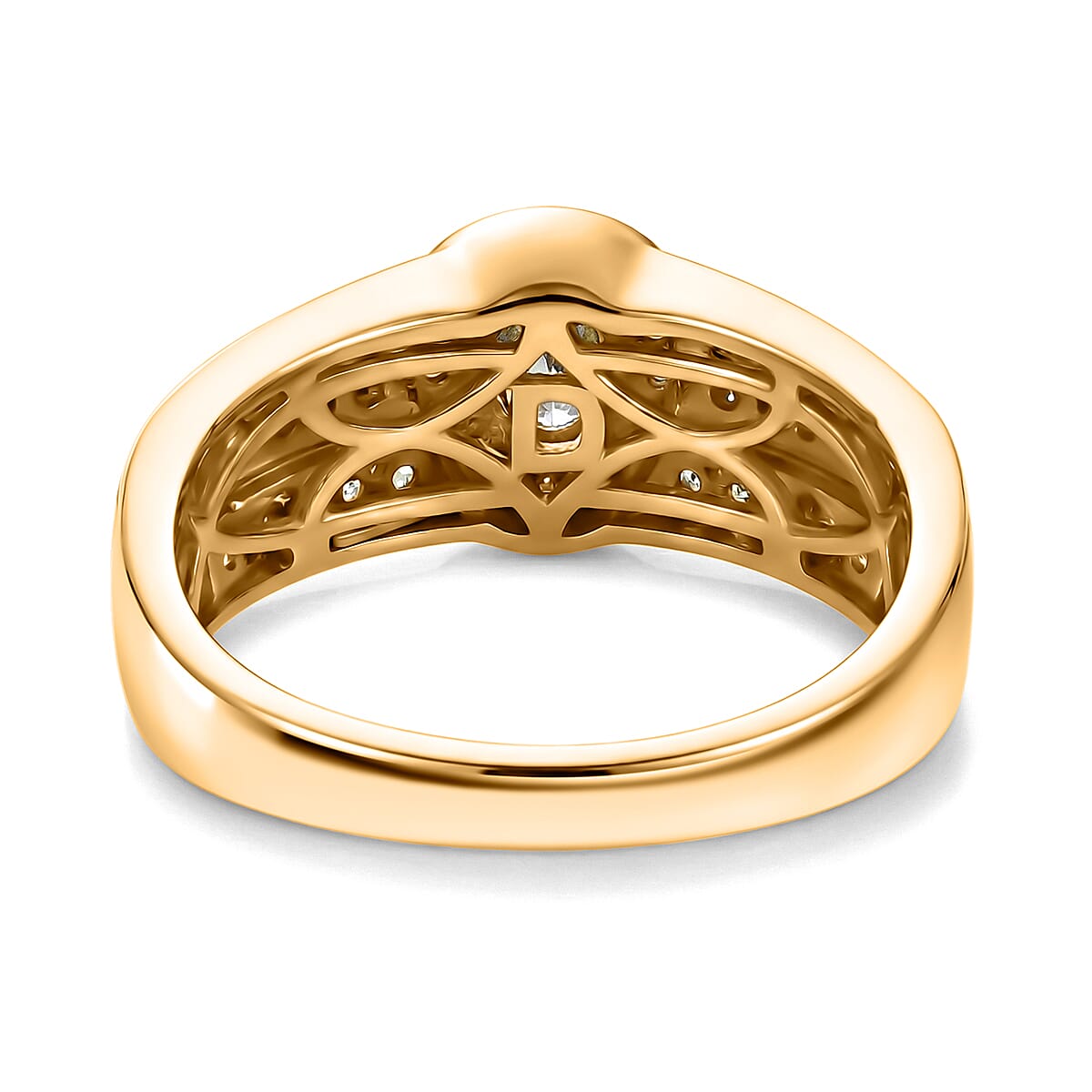 D'Joy Premium Tanzanian Mint Garnet and Moissanite 1.20 ctw Men's Ring in 18K Vermeil Yellow Gold Over Sterling Silver (Size 12.0) image number 4