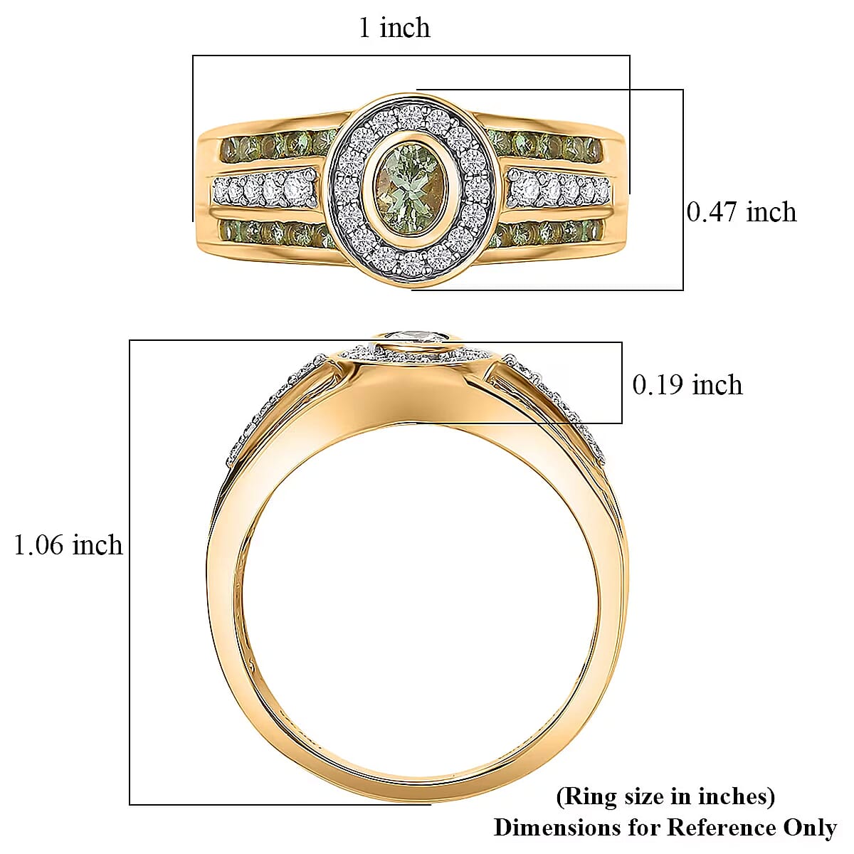 D'Joy Premium Tanzanian Mint Garnet and Moissanite 1.20 ctw Men's Ring in 18K Vermeil Yellow Gold Over Sterling Silver (Size 13.0) image number 5