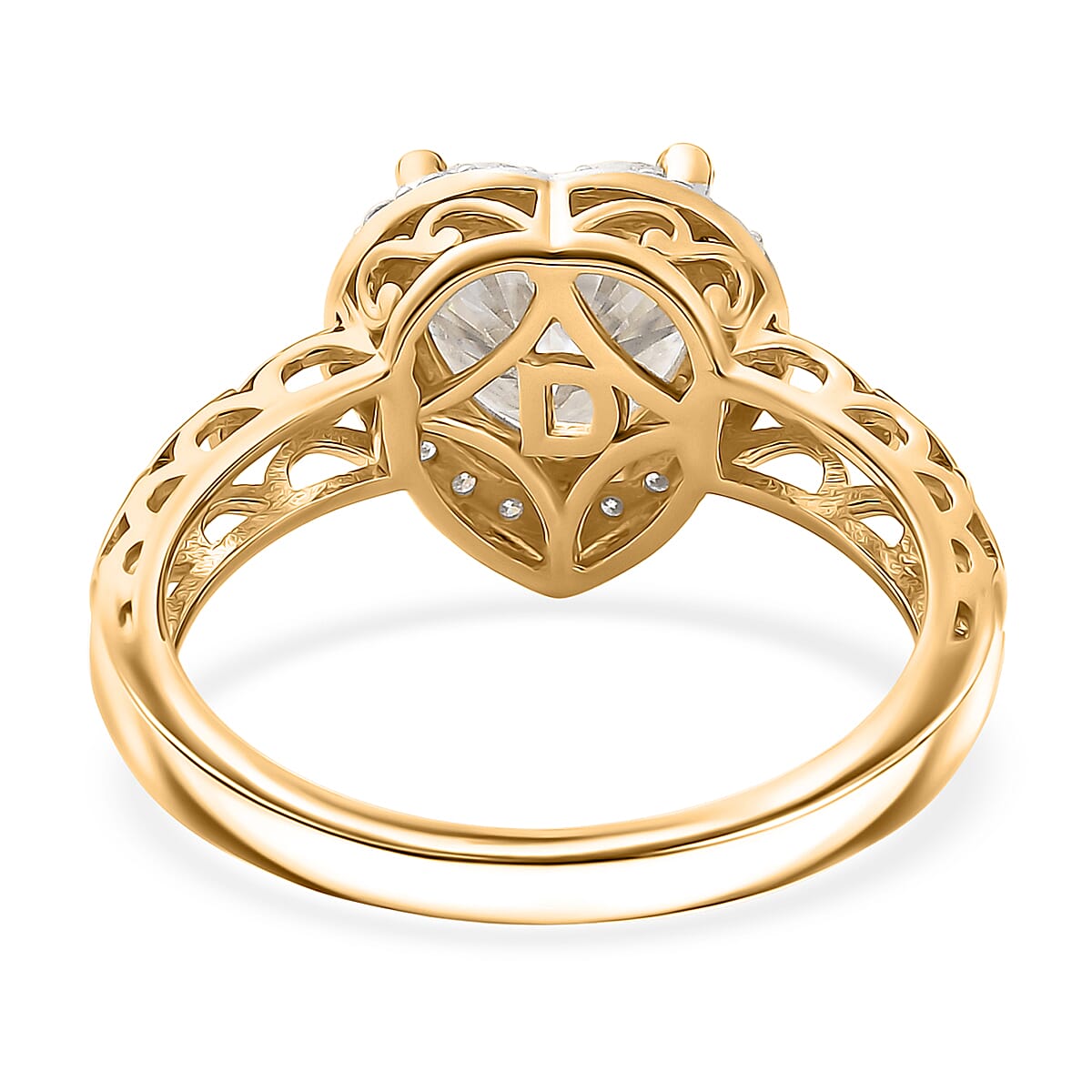 D'Joy Moissanite (Hrt 8mm) Heart Ring in 18K Vermeil YG Sterling Silver (Size 5.0) 2.10 ctw image number 4