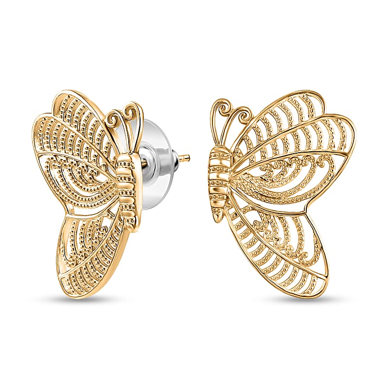 D'Joy Passport to Turkey Butterfly Earrings in 18K Vermeil Yellow Gold Over Sterling Silver