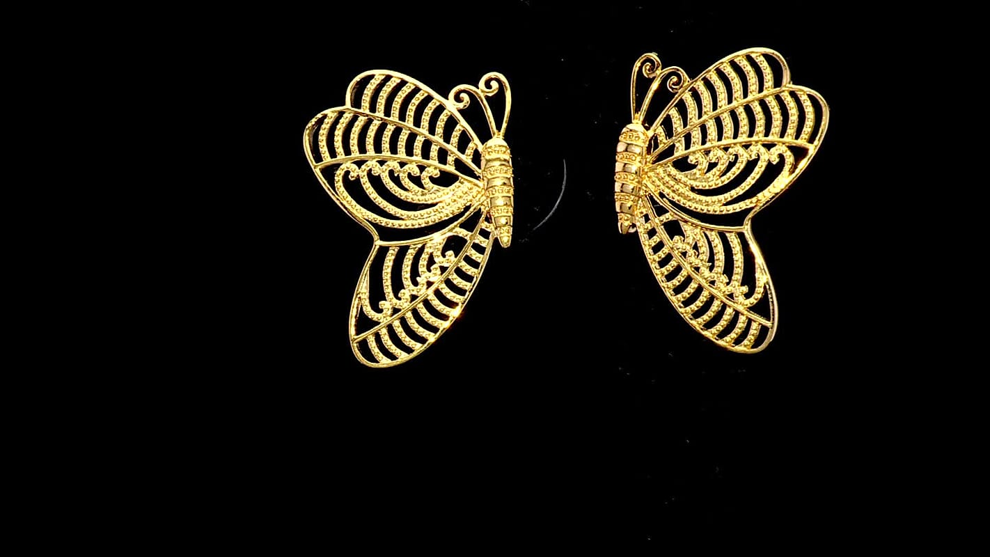 D'Joy Passport to Turkey Butterfly Earrings in 18K Vermeil Yellow Gold Over Sterling Silver