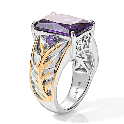 EverTrue African Amethyst 6.75 ctw Ring in 18K YG Plated and Platinum Bond (Size 6.0)