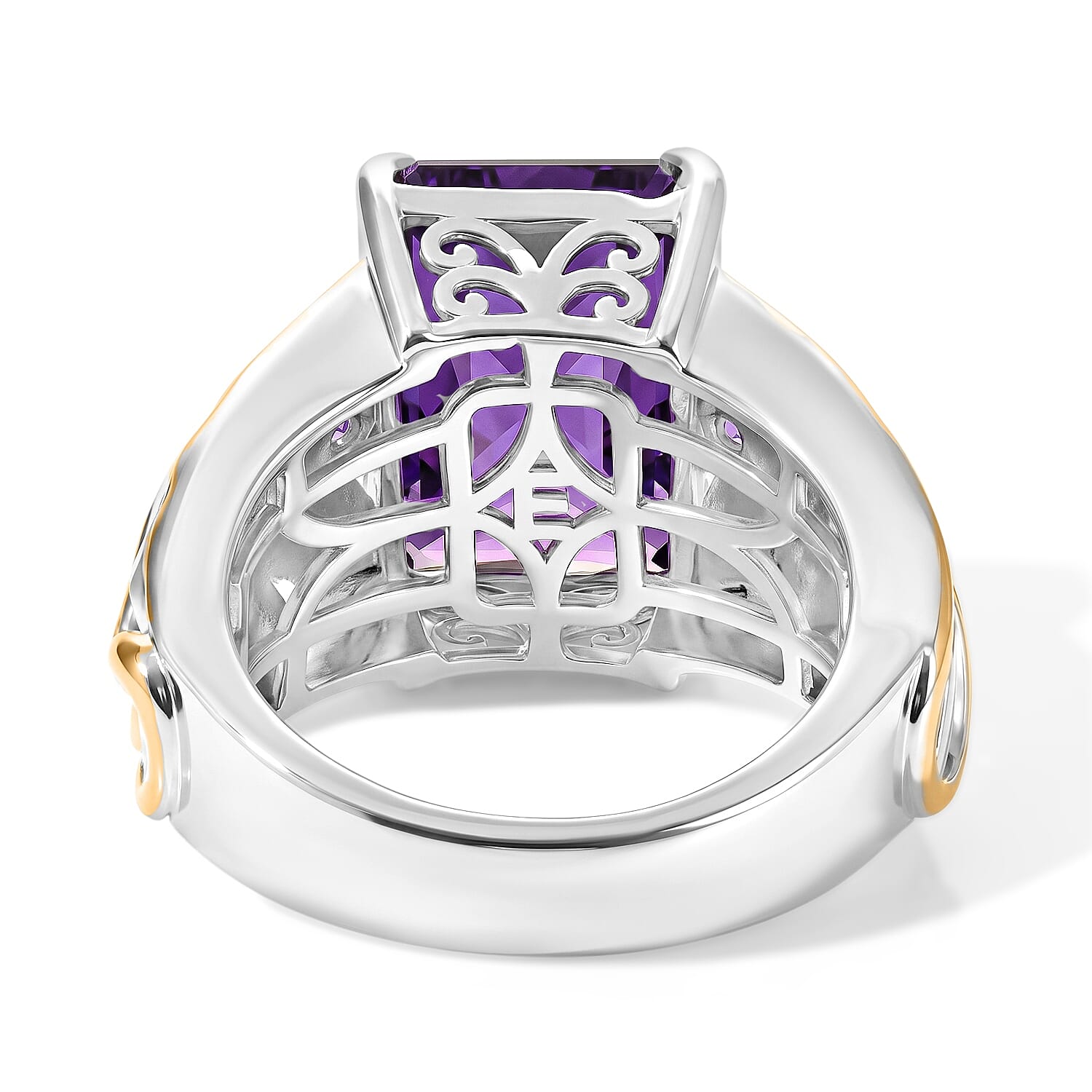 EverTrue African Amethyst 6.75 ctw Ring in 18K YG Plated and Platinum Bond (Size 6.0)