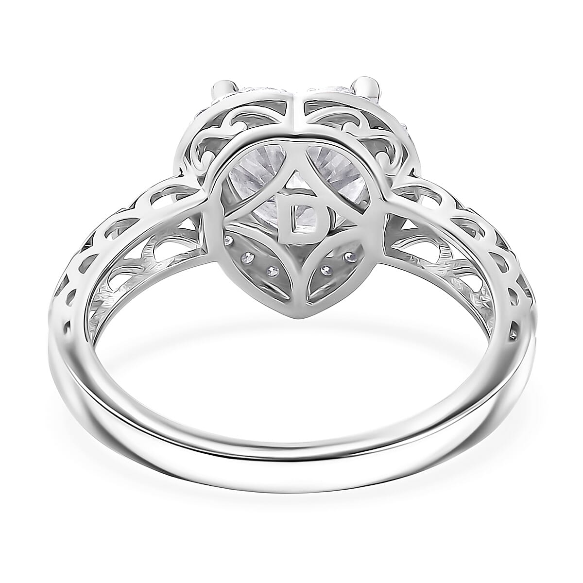 D'Joy Moissanite 2.10 ctw Heart Ring in Rhodium Over Sterling Silver (Size 8.0)