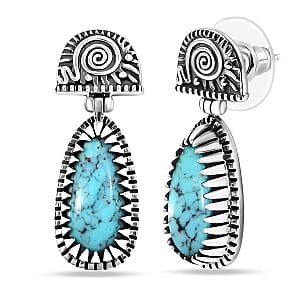 D'Joy Artisan Crafted Premium Blue Moon Turquoise 3.60 ctw Earrings in Sterling Silver