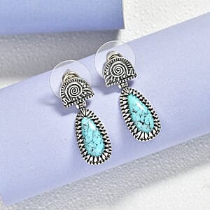 D'Joy Artisan Crafted Premium Blue Moon Turquoise 3.60 ctw Earrings in Sterling Silver