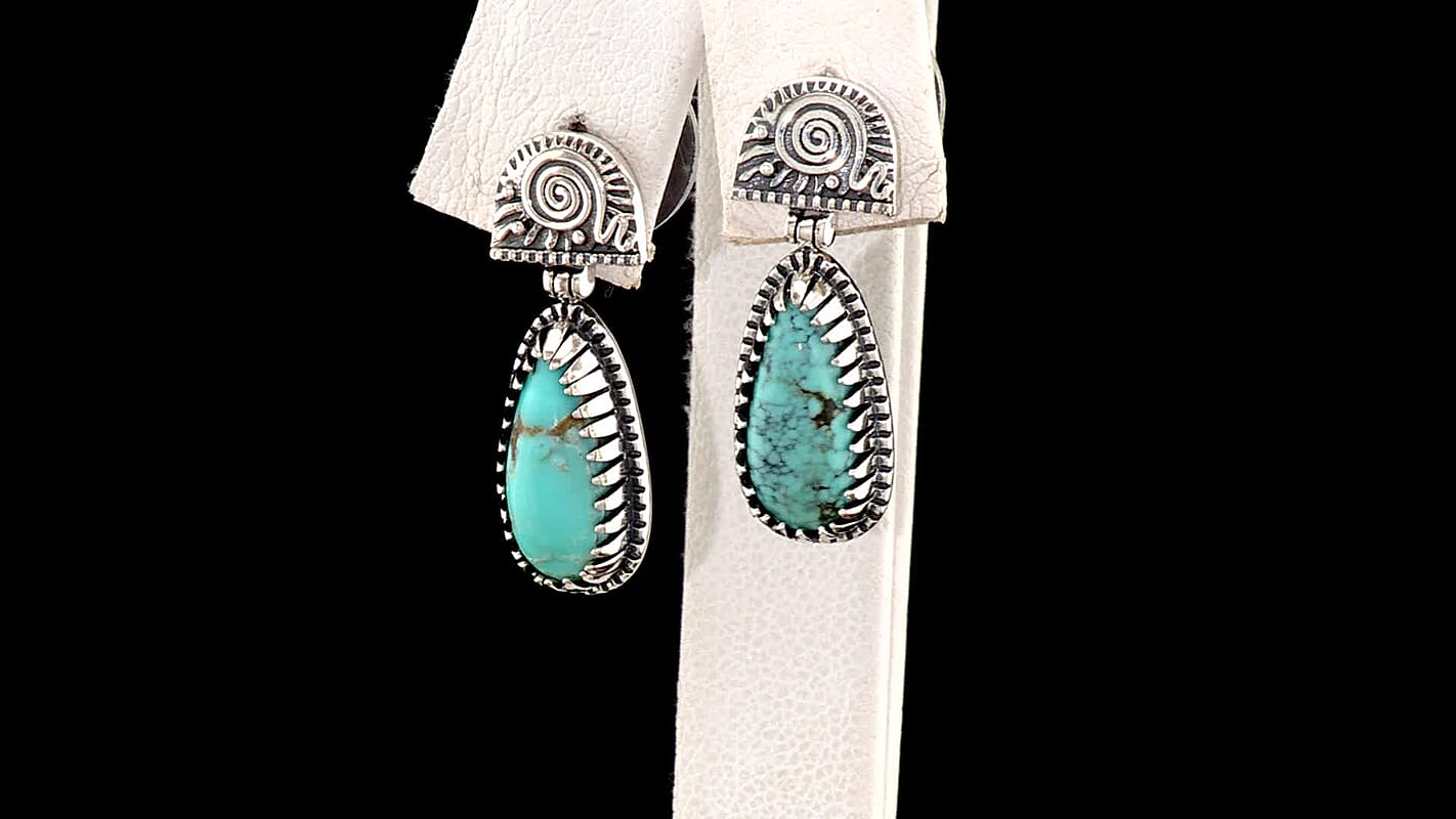 D'Joy Artisan Crafted Premium Blue Moon Turquoise 3.60 ctw Earrings in Sterling Silver