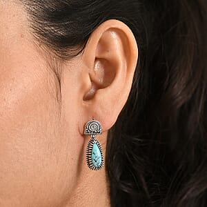 D'Joy Artisan Crafted Premium Blue Moon Turquoise 3.60 ctw Earrings in Sterling Silver