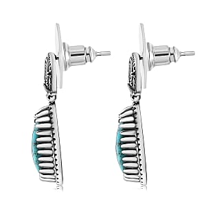 D'Joy Artisan Crafted Premium Blue Moon Turquoise 3.60 ctw Earrings in Sterling Silver