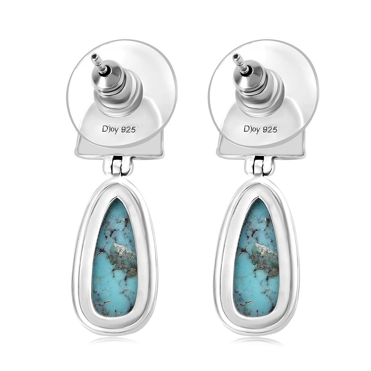 D'Joy Artisan Crafted Premium Blue Moon Turquoise 3.60 ctw Earrings in Sterling Silver image number 4