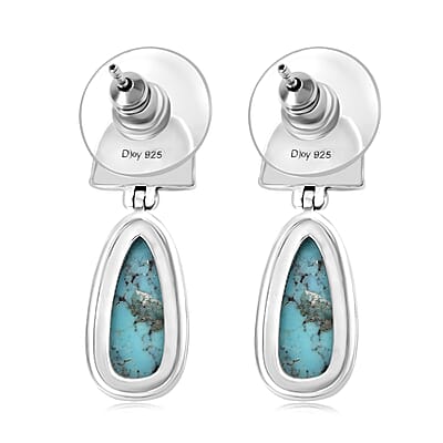 D'Joy Artisan Crafted Premium Blue Moon Turquoise 3.60 ctw Earrings in Sterling Silver