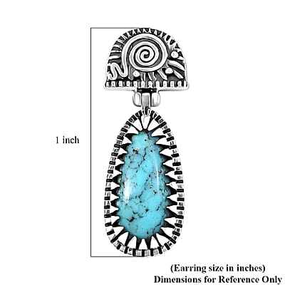 D'Joy Artisan Crafted Premium Blue Moon Turquoise 3.60 ctw Earrings in Sterling Silver