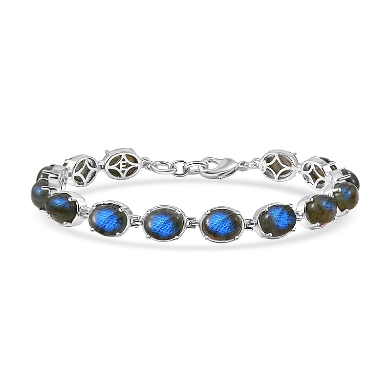 EverTrue Malagasy Labradorite 19.15 ctw Aurora Blossom Bracelet in Platinum Bond (7.25 In)