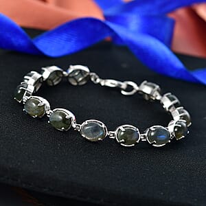 EverTrue Malagasy Labradorite 19.15 ctw Aurora Blossom Bracelet in Platinum Bond (7.25 In) (Del. in 7-10 Days)