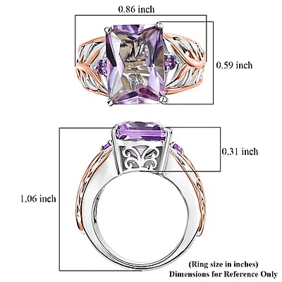EverTrue Rose De France Amethyst 7.00 ctw Vine Ring in 18K RG Plated and Platinum Bond (Size 6.0)