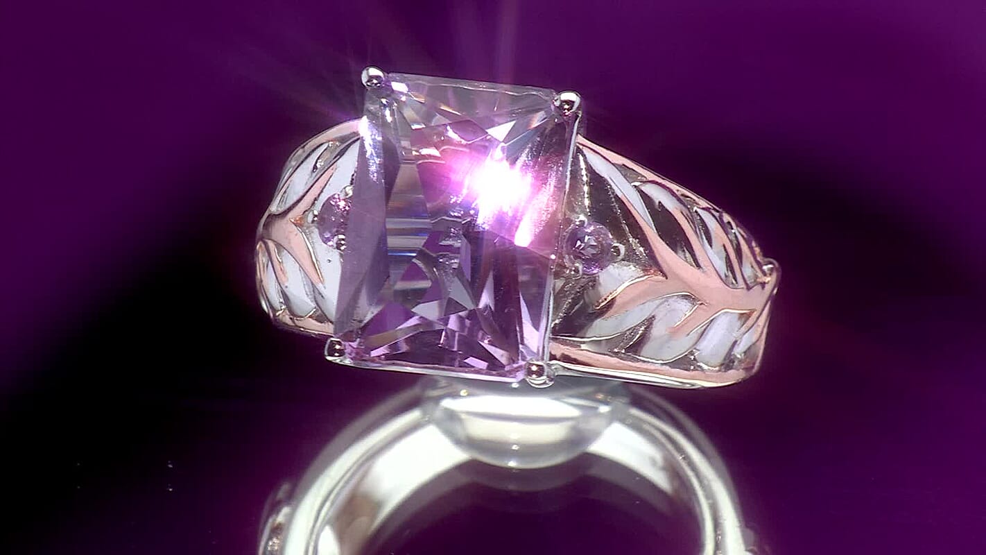EverTrue Rose De France Amethyst Ring in 18K RG Plated and Platinum Bond (Size 10.0) 7.00 ctw