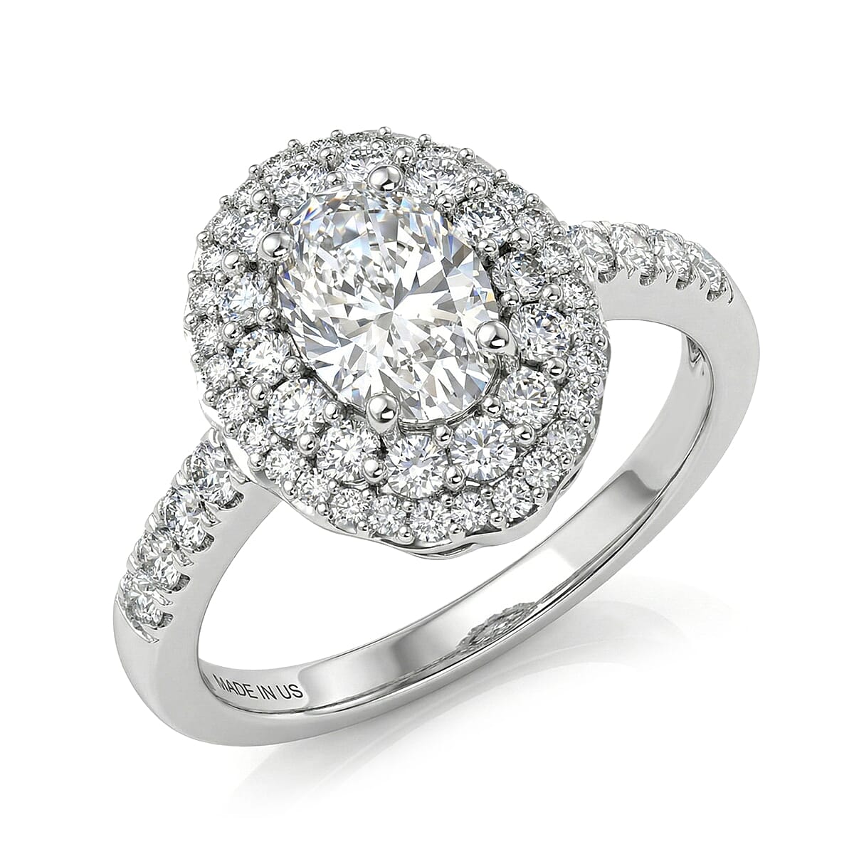 Luxuriant Lab Grown Diamond G-H SI 1.80 ctw Radiant Sunburst Ring in Rhodium Over Sterling Silver (Size 6.0)