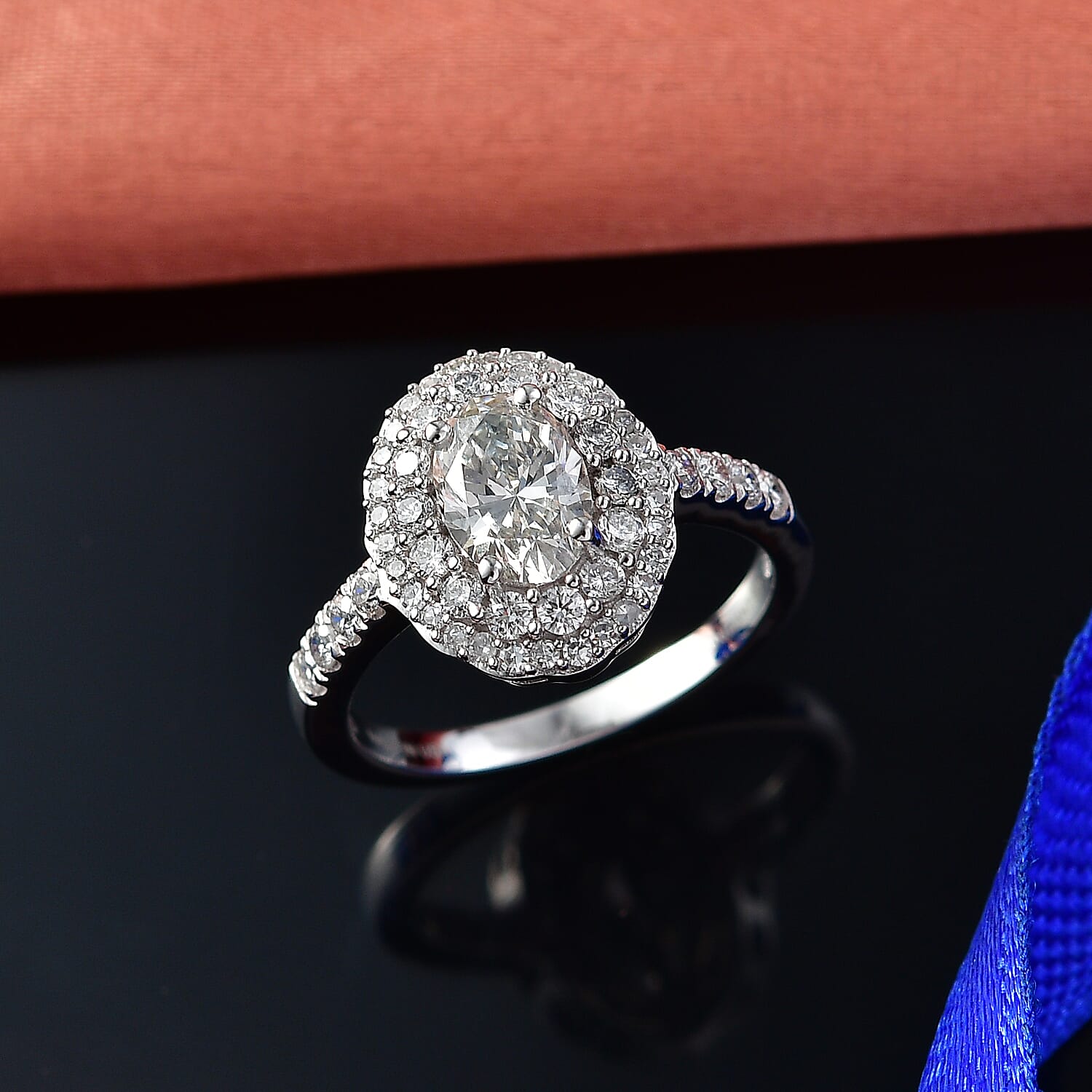 Luxuriant Lab Grown Diamond G-H SI 1.80 ctw Radiant Sunburst Ring in Rhodium Over Sterling Silver (Size 6.0)