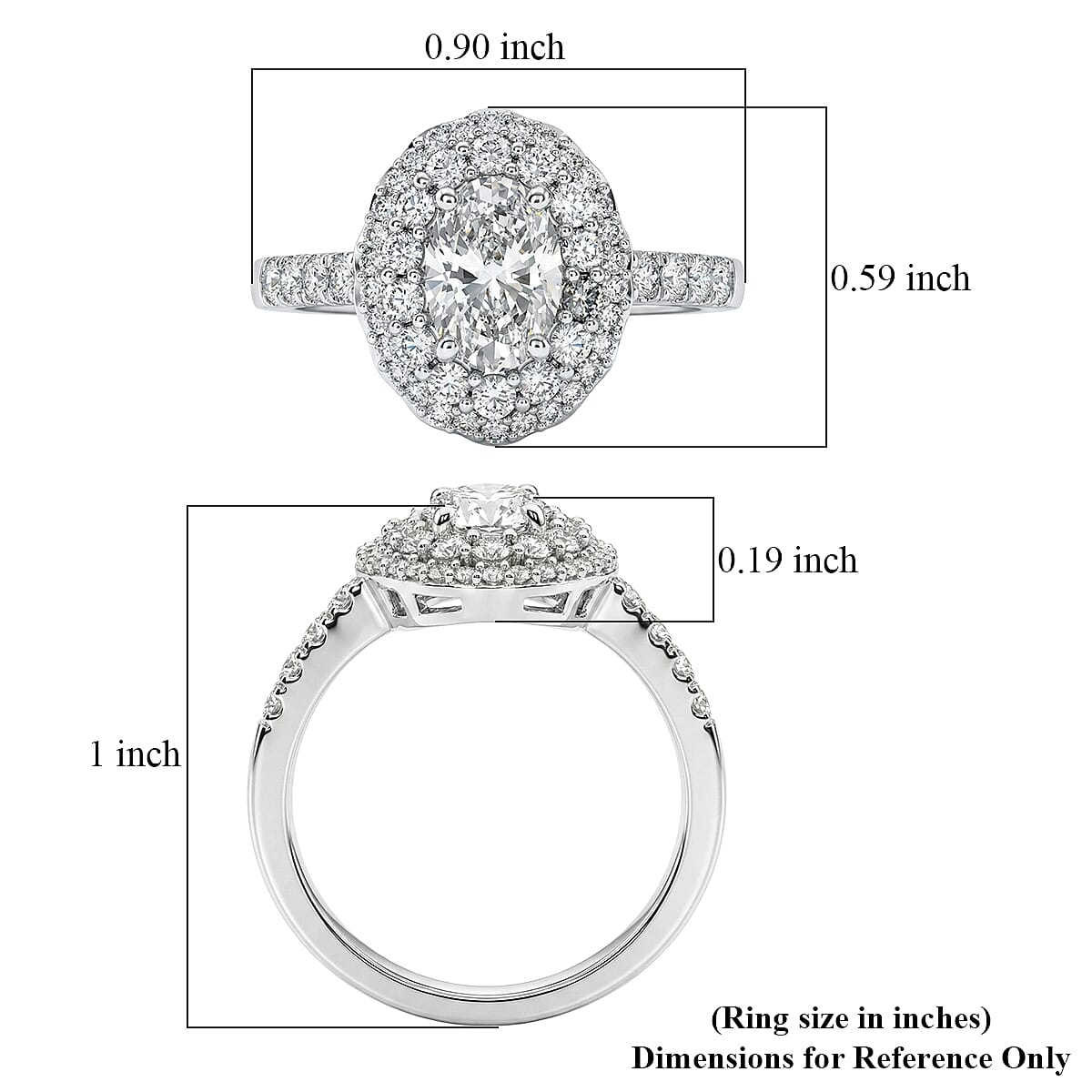 Luxuriant Lab Grown Diamond G-H SI 1.80 ctw Ring in Rhodium Over Sterling Silver (Size 6.0) image number 5