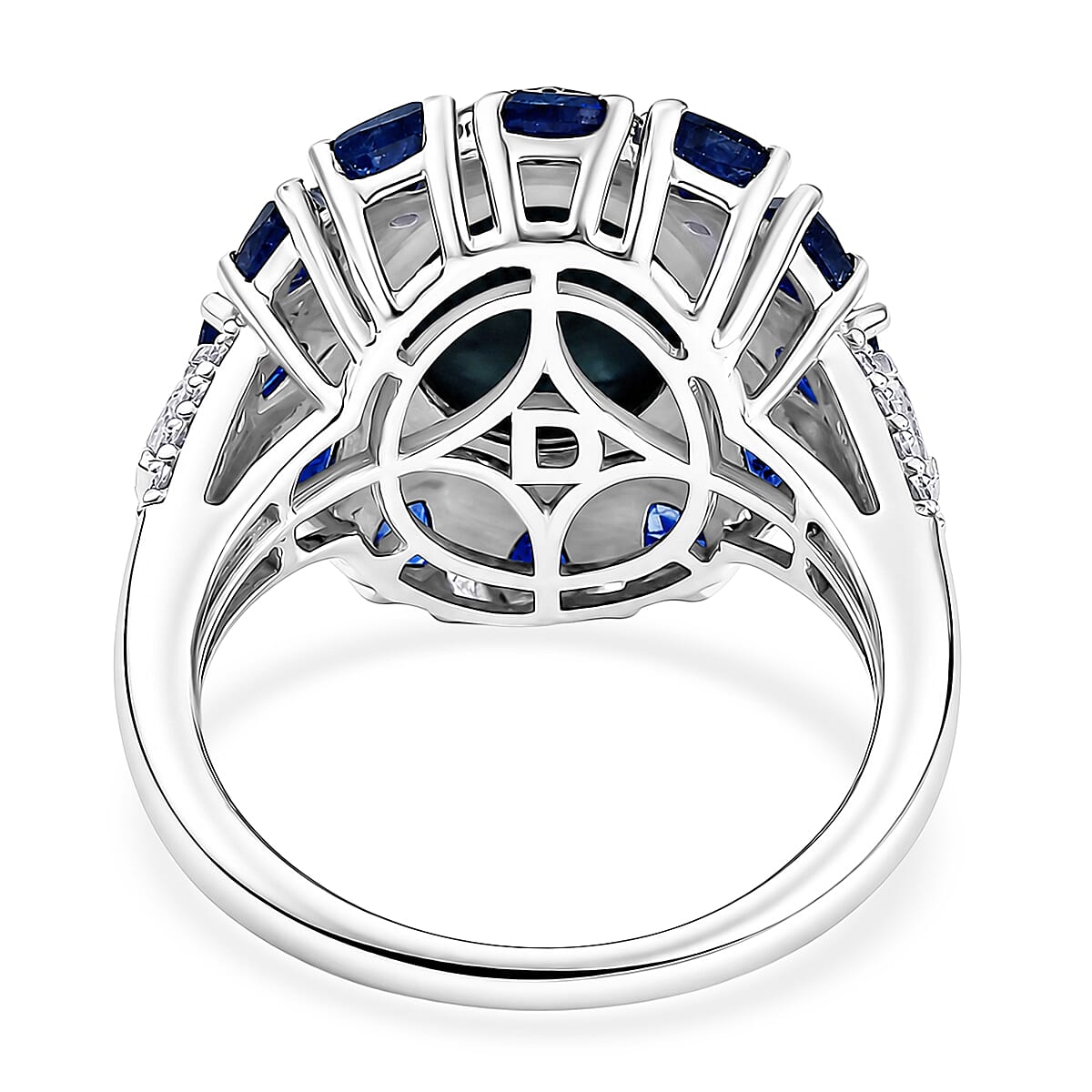 D'Joy Blue Star Sapphire (DF) and Multi Gemstone 8.50 ctw Ring in Rhodium Over Sterling Silver (Size 10.0) image number 4