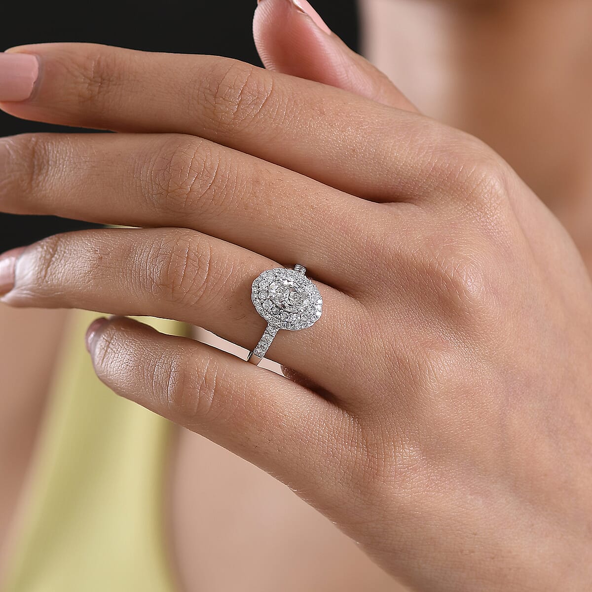 Luxuriant Lab Grown Diamond G-H SI 1.80 ctw Radiant Sunburst Ring in Rhodium Over Sterling Silver (Size 8.0) image number 2