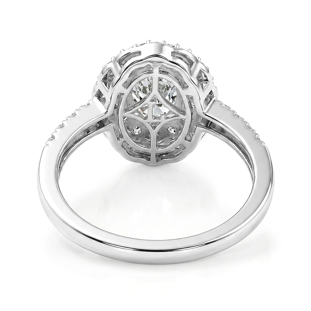 Luxuriant Lab Grown Diamond G-H SI 1.80 ctw Radiant Sunburst Ring in Rhodium Over Sterling Silver (Size 8.0) image number 4