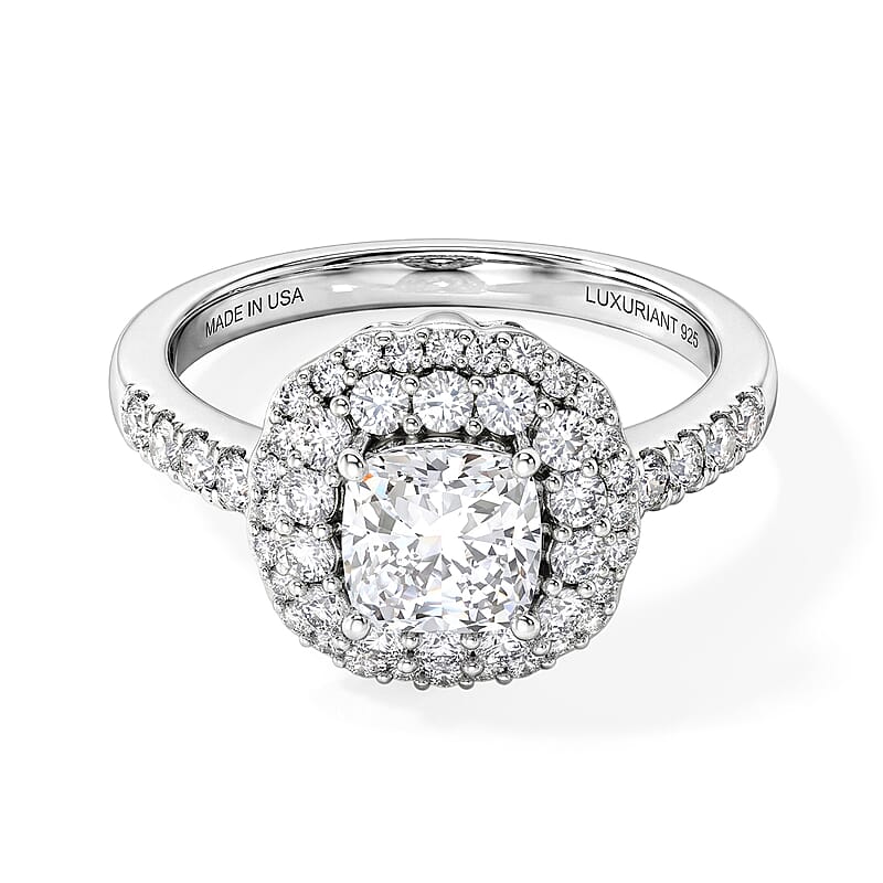 Luxuriant Lab Grown Diamond G-H SI 1.90 ctw Radiant Sunburst Ring in Rhodium Over Sterling Silver (Size 6.0)