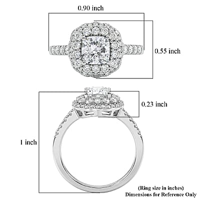 Luxuriant Lab Grown Diamond G-H SI 1.90 ctw Radiant Sunburst Ring in Rhodium Over Sterling Silver (Size 6.0)