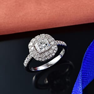 Luxuriant Lab Grown Diamond G-H SI 1.90 ctw Radiant Sunburst Ring in Rhodium Over Sterling Silver (Size 8.0)