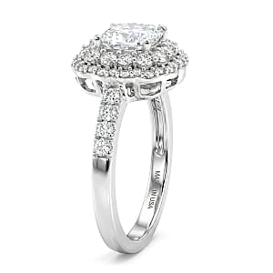 Luxuriant Lab Grown Diamond G-H SI 1.90 ctw Radiant Sunburst Ring in Rhodium Over Sterling Silver (Size 8.0)