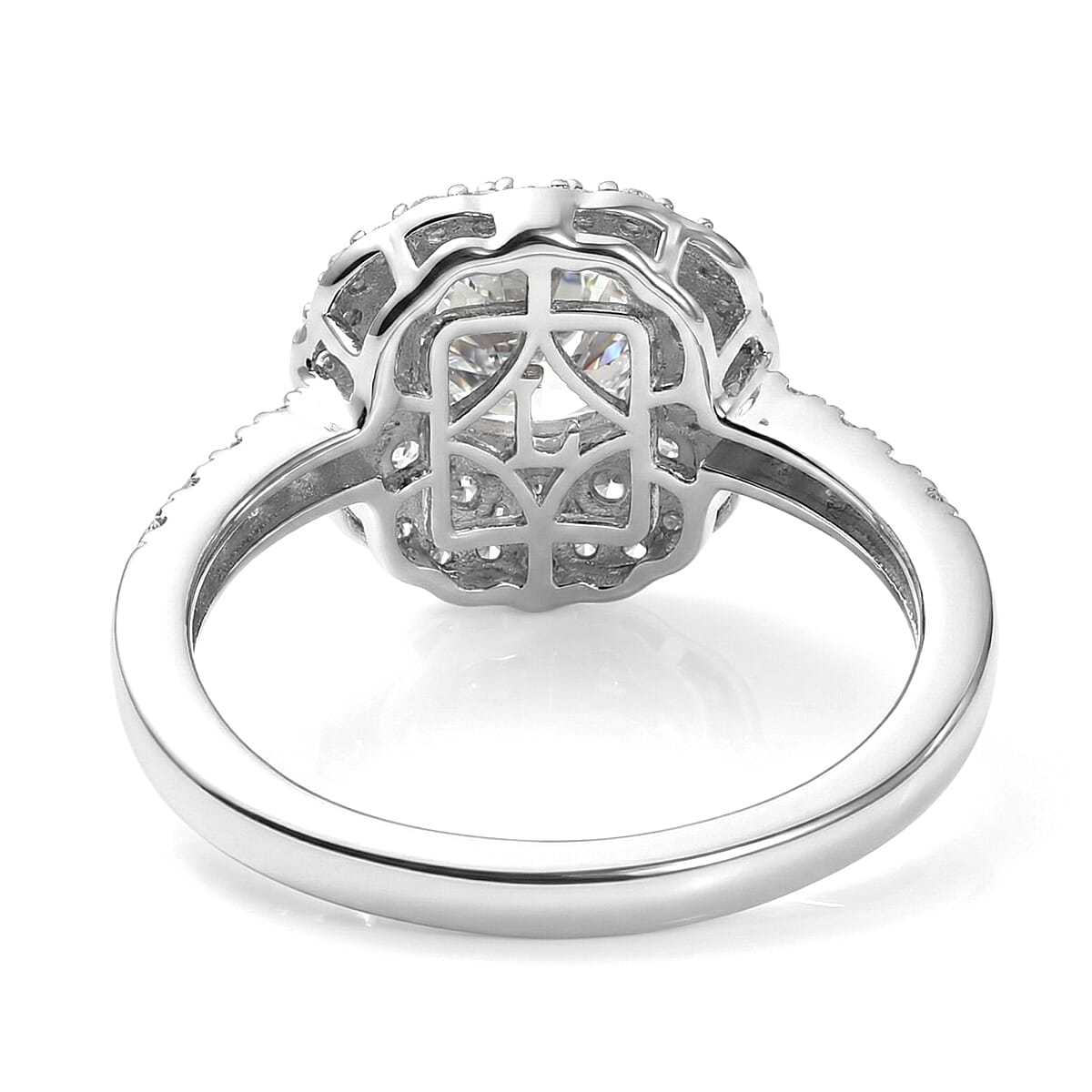Luxuriant Lab Grown Diamond G-H SI 1.90 ctw Radiant Sunburst Ring in Rhodium Over Sterling Silver (Size 9.0) image number 4