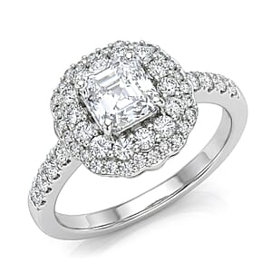 Luxuriant Lab Grown Diamond G-H SI 1.85 ctw Radiant Sunburst Ring in Rhodium Over Sterling Silver (Size 6.0)