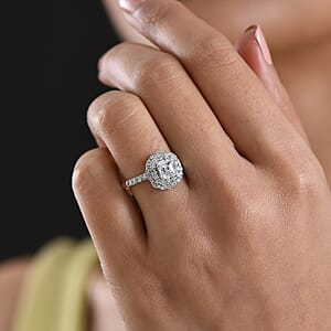 Luxuriant Lab Grown Diamond G-H SI 1.85 ctw Radiant Sunburst Ring in Rhodium Over Sterling Silver (Size 6.0)